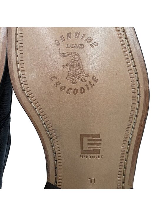 NEW Vintage Crocodile Lizard Mens 10 Navy Blue Exotic David Eden Dress Shoes main image 4